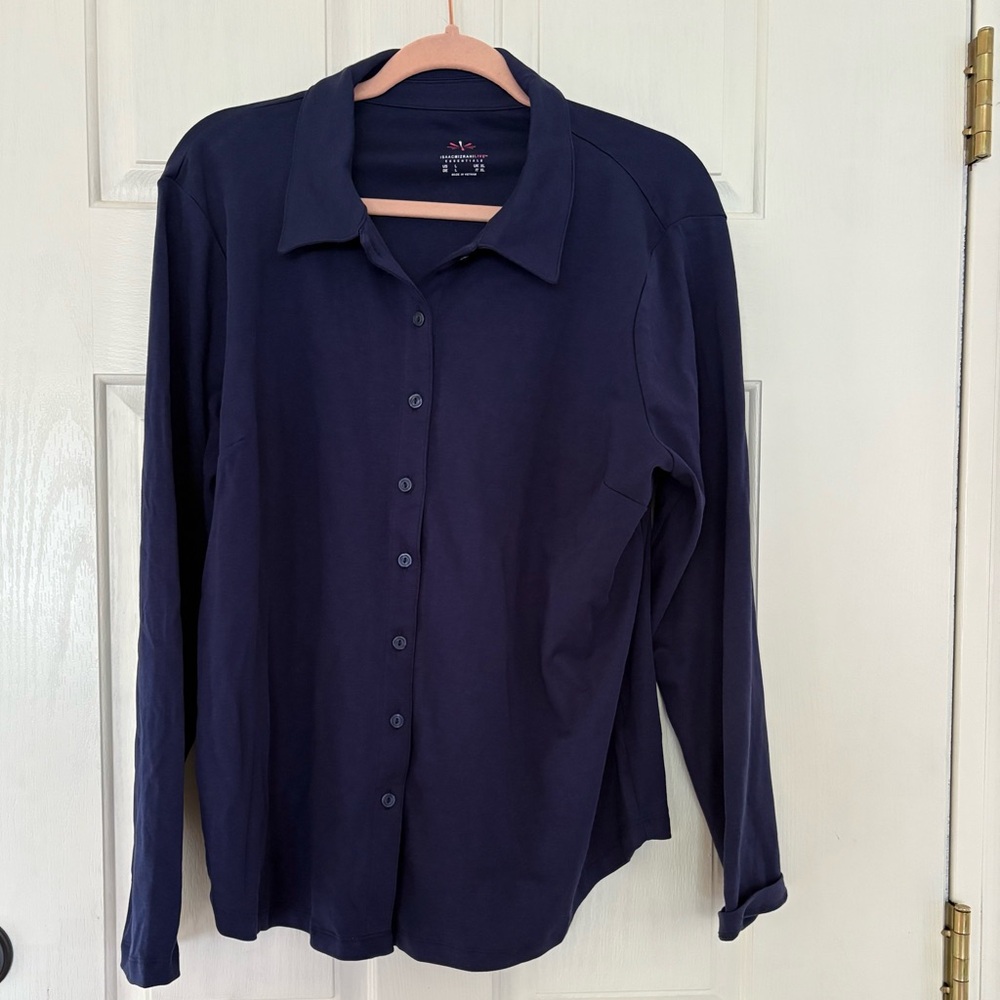 NWOT Isaac Mizrahi Live! (QVC) Men's Navy Button-Up long sleeved Shirt size L